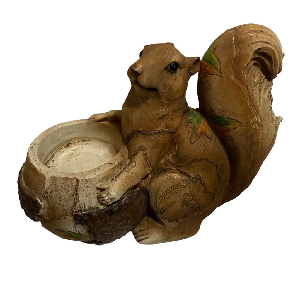 Giftcraft Squirrel Votive Candle Holder Resin‎ Autumn Leaf Figurine Brown